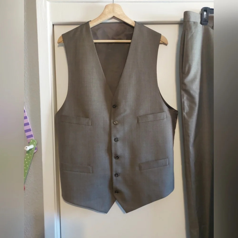 Wool adjustable Vest Brown-Gray Wedding Groomsmen Corporatecore Workwear 43L